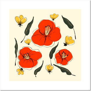 poppy pattern Posters and Art